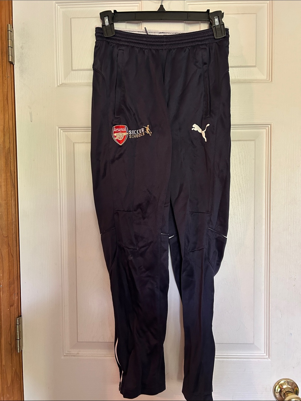 Puma Kids Navy Blue Soccer Track Pants with Arsenal Badge